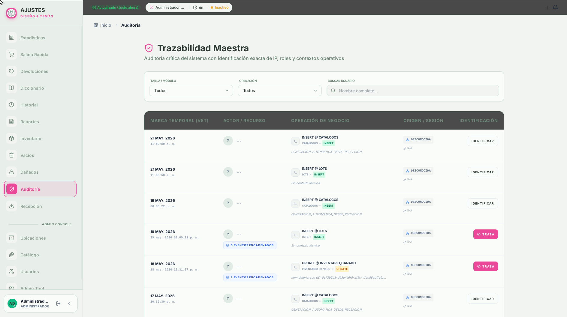 Módulo de auditoría