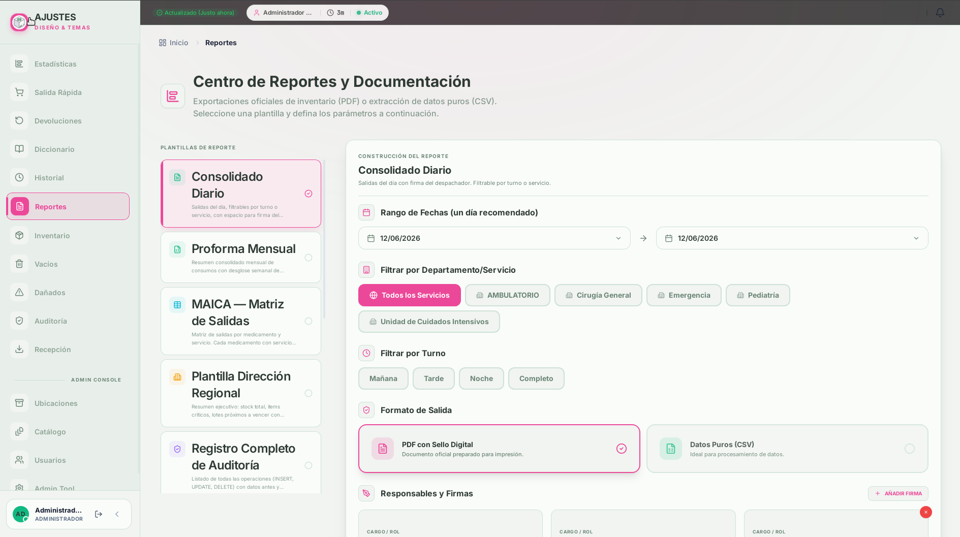 Reportes del sistema